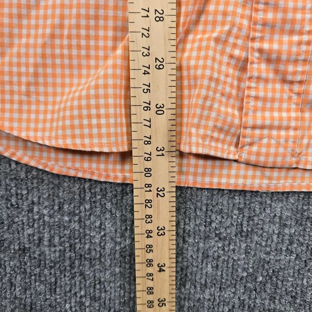 Polo Ralph Lauren Shirt Mens Large Orange White Gingham Check Pony Casual Cotton